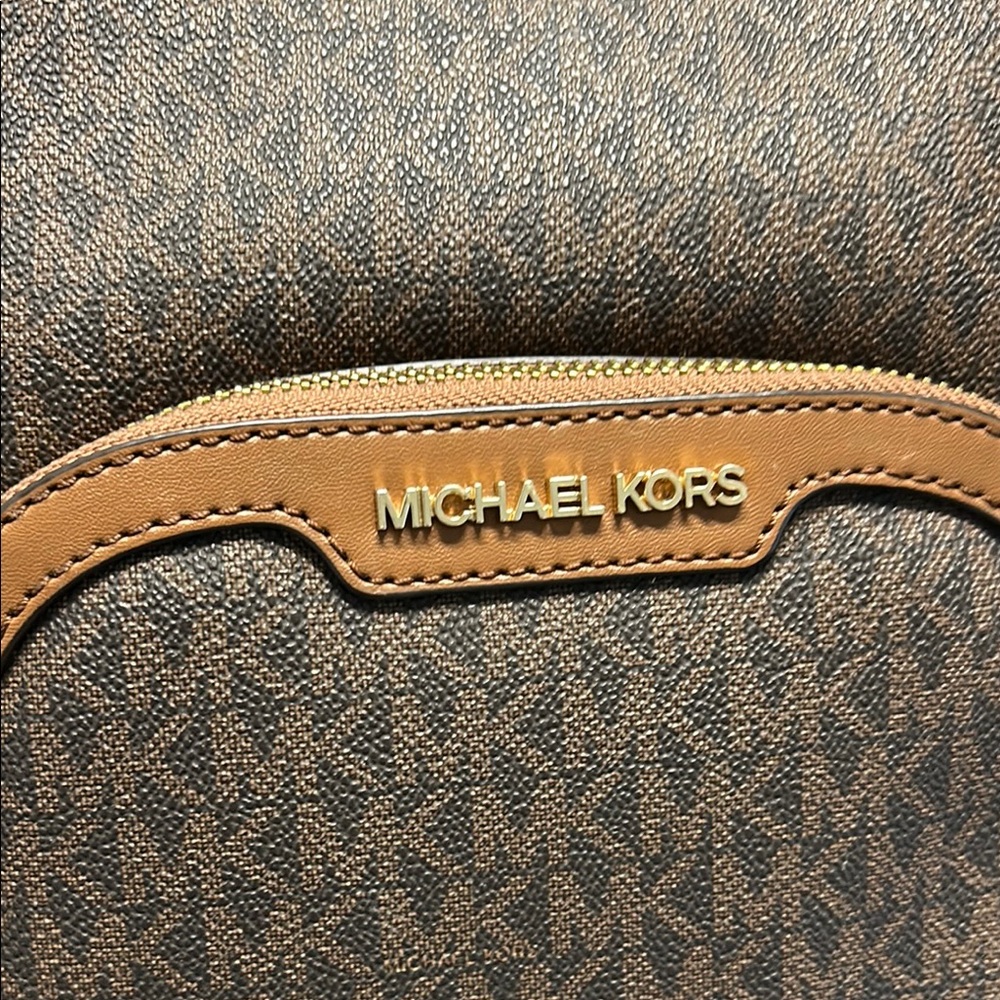 Michael Kors Brown Monogram Backpack with Gold Hardware - Picture 2 of 16